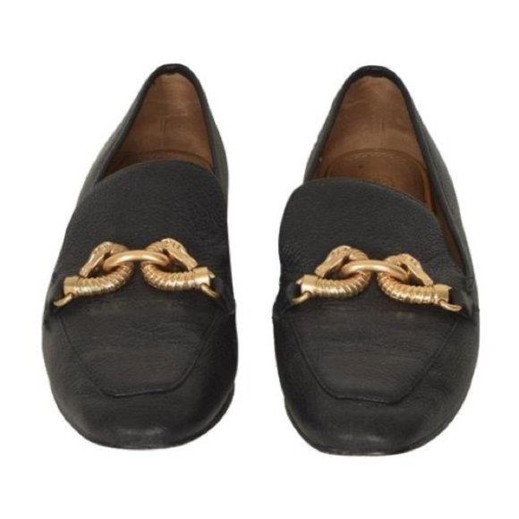 Tory Burch Shoes Jessa 20mm Loafers Black Gold Leather 7 - Picture 3 of 4